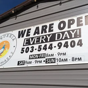 we are open every day