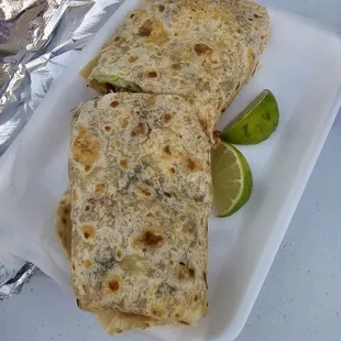 Steak burrito, made with no oil (as are all of his)