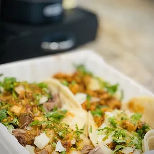 Soft tacos grilled chicken and lengua