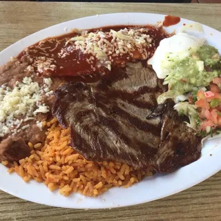 Camarones N' Carne Asada Plate