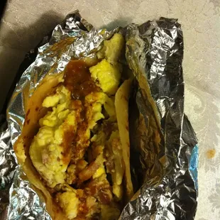 A delicious breakfast taco