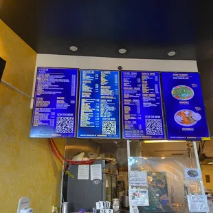 Menu above cashier