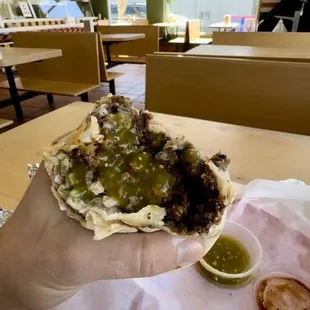 Carne Asada burrito with Verde Salsa