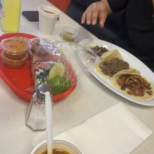 3 tacos and frijoles