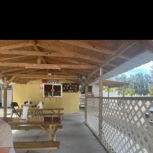 Patio and walk up counter.