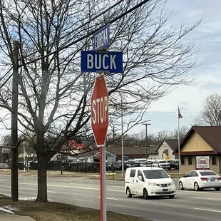 a stop sign and a street sign