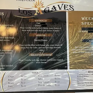 Menu, small but satisfying!