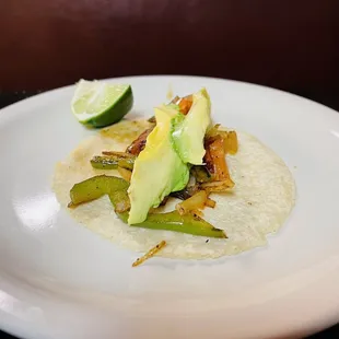 Made to order vegetarian taco.