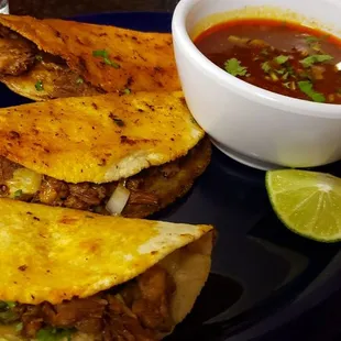 Birria quesadillas with consome! Legit delicious