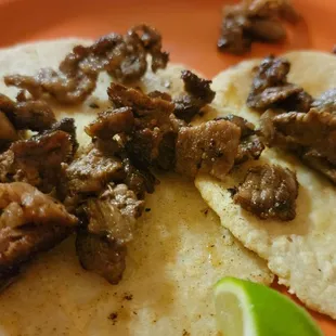 Plain tacos with handmade tortillas