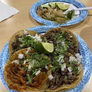 3 Asada Tacos and Tripe.