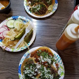 Asada and chorizo tacos