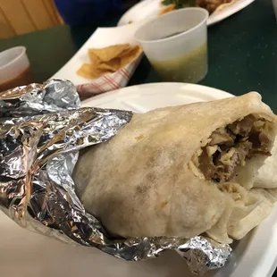 Omg! Delicious and a SUPER burrito. This thing was legit! The salsas were tasty and some had a kick!