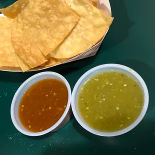 Chips n salsa!!! Hot and fresh home made corn chips with some great salsa!!