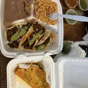 3 Taco combo w/ beans and rice