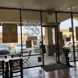 the entrance to the restaurant