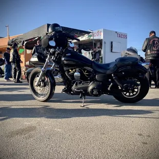 a motorcycle parked in a parking lot