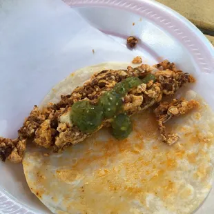Chorizo and egg taco
