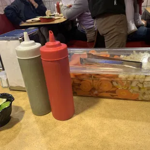 Hot sauce and pickled veggies