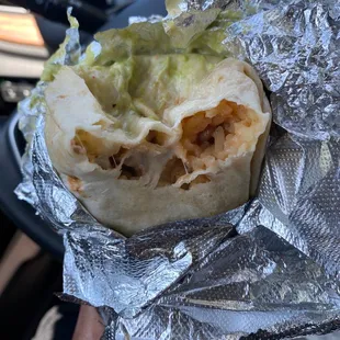 a burrito wrapped in foil