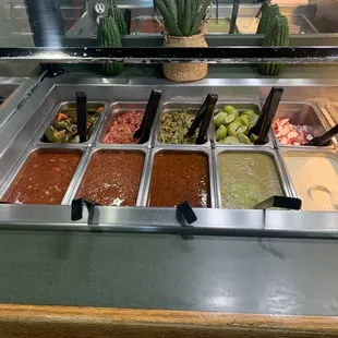 Amazing salsa bar selection.  Super clean.