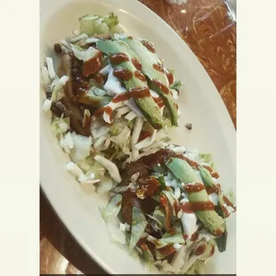 These are the carne asada sopes with avacado and the spicy salsa. So yummy!