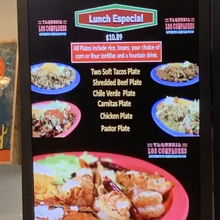 Lunch Special Menu