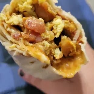 1/2 raw bacon, moldy tasting cheese