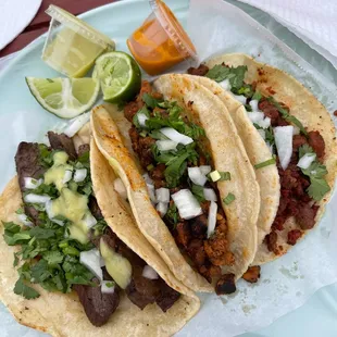 three tacos on a plate