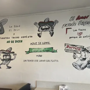 a mural of mexican food