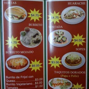 a menu for a mexican restaurant