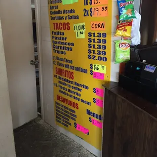 a menu for a mexican restaurant