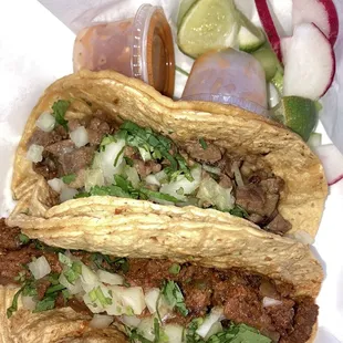 Al pastor and steak, yum.