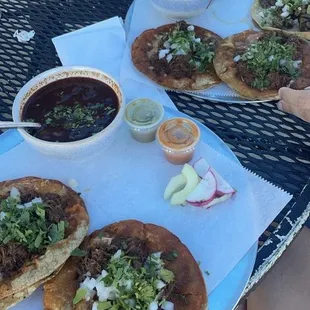 Birria Tacos and a steak taco