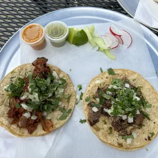 Chorizo and Lengua Tacos
