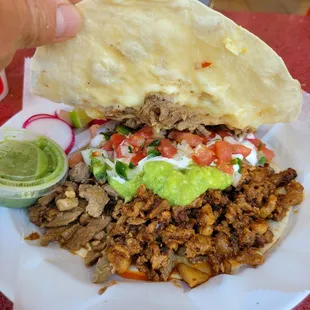 Steak and al pastor quesadilla.