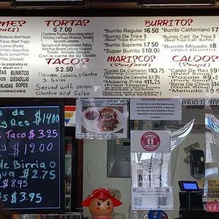 Some of the menu items