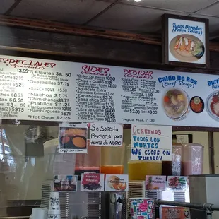 Other menu speacials, sides and drinks.