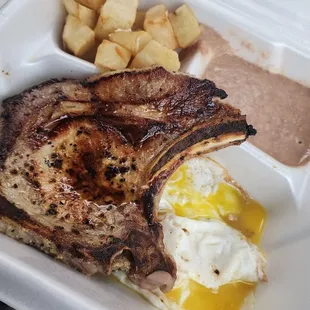 Pork chop and egg
