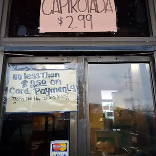 a sign in the window