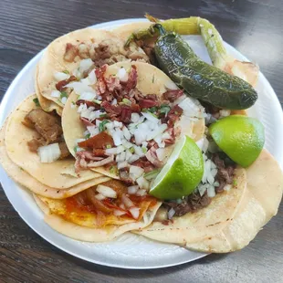Barbacoa taco Birria taco Buche taco Cabeza taco Chicharron taco Tripa tacos (normal and crispy)