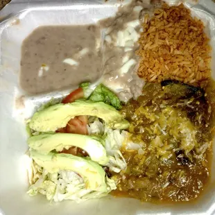 a meal in a styrofoam container