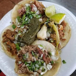 Pastor and Carnitas tacos, yum