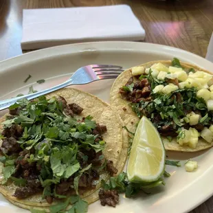 Steak (left) and pastor (right)