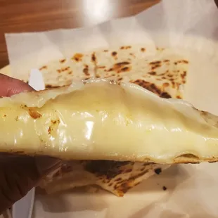 Closeup look of the quesadilla grande