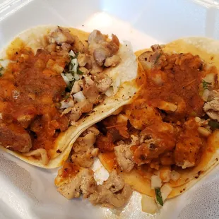 Chicken tacos.