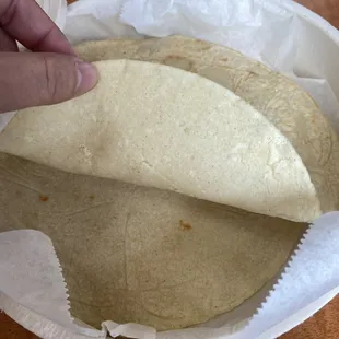 Fresh homemade corn tortillas