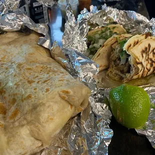 Quesa steak taco / Bean &amp; Cheese Burrito