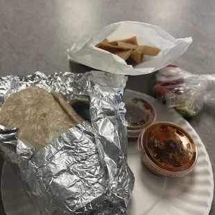 Burrito supreme with chips and salsa