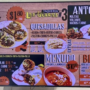 Menu as of July 2024